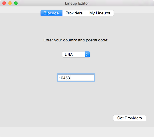Lineup editor enter postal code